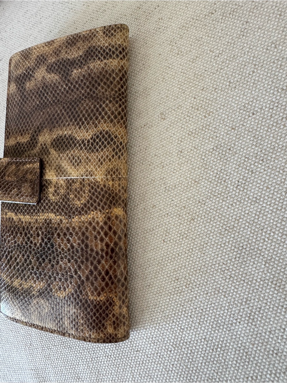 Authentic Gucci Genuine Snakeskin Vintage Neutral Envolope Brown Clutch Wallet - Picture 7 of 16